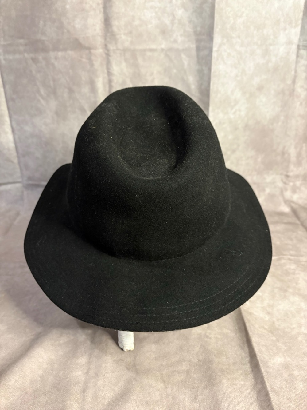 Olive & Pique Black Wool Fedora Wide Brim Hat Boho Minimal